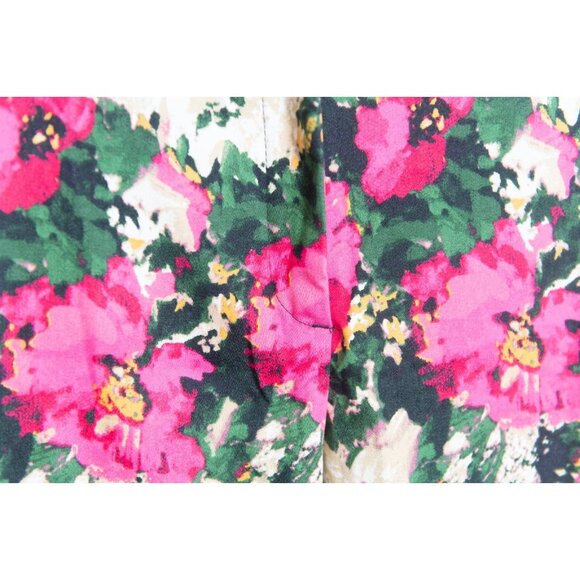 H&M Pink Floral Mid-Rise Straight Slim Stretch Ankle Trouser Pants Size 10 - Picture 5 of 13